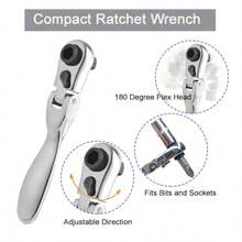 Mini Ratchet Screwdriver Set, Right Angle Screwdriver Set With 1/4 Mini Flex Ratchet Wrench And Bits Sockets For Tight Spaces Ratchet Wrench With Bits And Socket - Silver - View 3