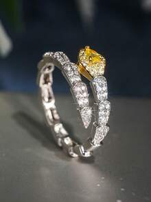 1pc Fashion Cubic Zirconia Ring For Women, Wedding Engagement Party Jewelry, Valentine's Day Gift - 1# - View 1