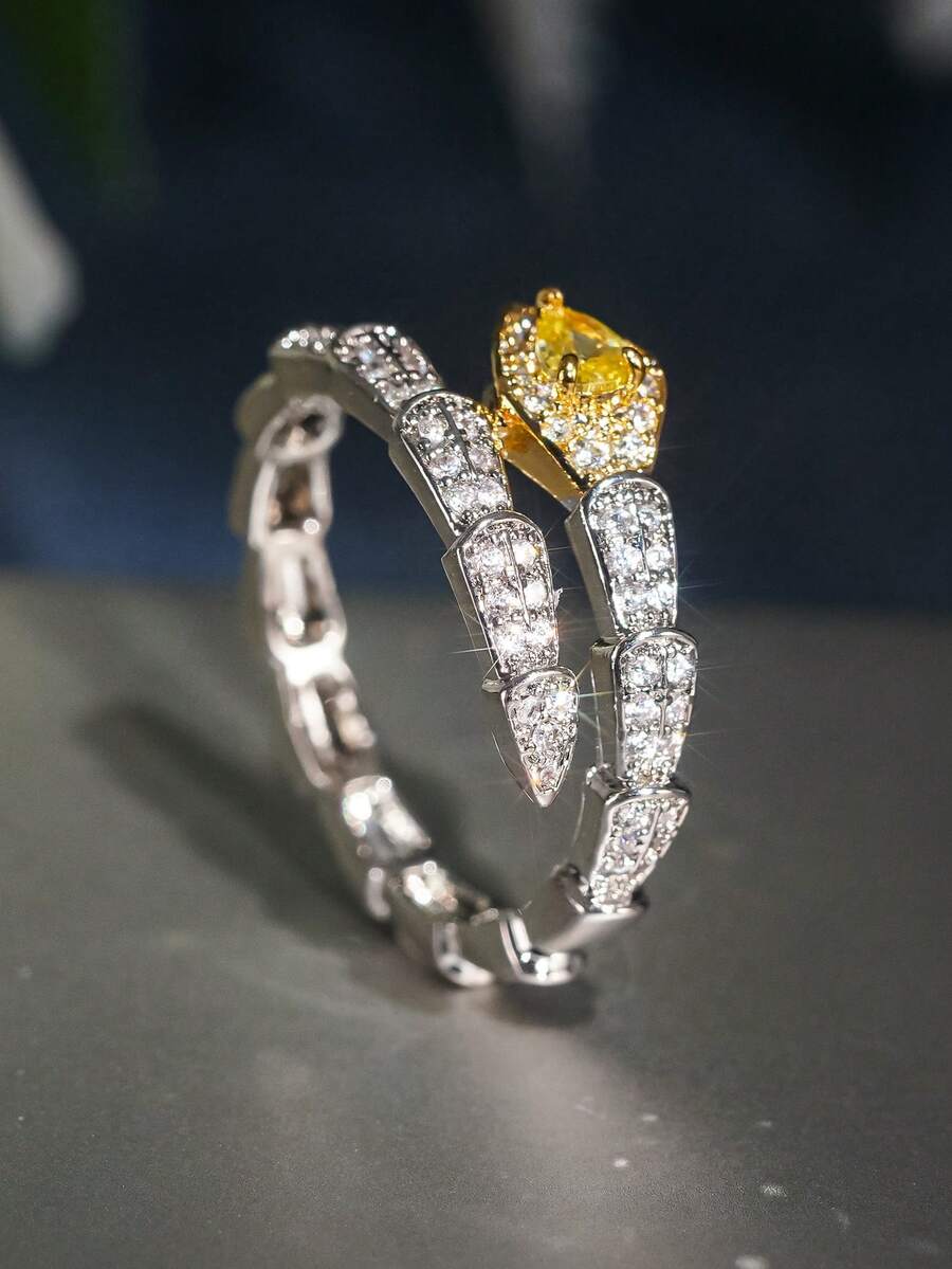 1pc Fashion Cubic Zirconia Ring For Women, Wedding Engagement Party Jewelry, Valentine's Day Gift - 1# - View 1