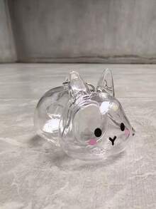 1 pieza Soporte de almacenamiento de pelo de conejo transparente con llavero, colgante conmemorativo de colección de pelo de mascota con forma de conejo - Multicolor - Ver 11