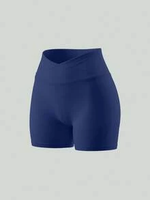 UONNOU Women's Seamless Shorts For Summer, V-Shaped Waist, Ruched Design, Shaping Waist & Hip Curves, Suitable For Yoga & Daily Wear Sports - Navy Blue - View 3