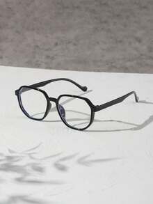 1 PC Women's Geometric Glasses Frame Black Translucent Gray Lightweight PC Frame Clear Lens Casual Style For Daily Office Commute With Glasses Box - Multicolor - View 3