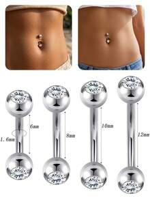 CIZME 14G 女款小號肚臍環 316L 不鏽鋼螺紋肚臍環 Rook 穿刺飾品彎棒 - Belly Rings - 查看 2