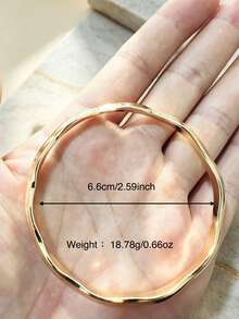 1pc Women's Bracelet, Fashionable Elegant Bangle, Asymmetrical Wavy Gold Bracelet, Minimalist Polished Solid Stackable Bangle, Women's Luxury Jewelry - Gold - View 2