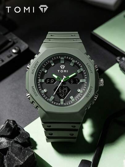 TOMI Dry Battery Personalized TPU Material Minimalist Dual-Core Sports Watch Dual Display Electronic Watch Suitable For Daily Life Holiday Gift