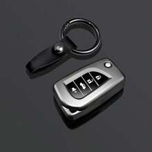 Grey TPU Car Key Cover Keychain Compatible With Toyota Folding 4-Button Aygo Yaris Highlander Camry RAV4 Fortuner Hilux Auris Corolla Avensis Ve Remote Key Shell Protective Case - Type a - View 5