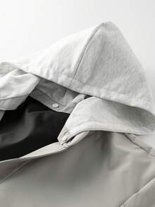 Men's Minimalist Commuter Hooded Jacket, Casual Everyday Wear, Versatile All-Match Zip-Up Outerwear, Functional Top For Men - Light Grey - View 3