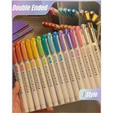 15pcs Double Ended Highlighters 17*14cm Dual Tip Mild Color Highlighter Fluorescent Marker Pen For Coloring Underlining Highlighting Broad And Fine Tips Back To School - Multi-color - View 1
