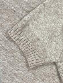 Solid Color Ribbed Knit Top, Casual Wear For Spring & Summer - Khaki - View 8