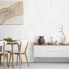 1 Roll White Embossed Subtle Rose Wallpaper, Peel And Stick Tone-On-Tone Floral Wall Sticker, Removable Self Adhesive Textured Hidden Flower Wall Mural, Waterproof Minimalist Neutral Decor For Bedroom Kitchen Bathroom Cabinet - White Roses - View 3