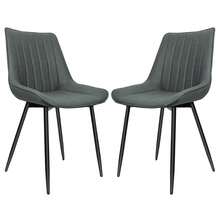 Set Of Two Vertically Striped Dining Chairs – Kitchen Chairs – Salon Chairs – Technical Fabric – Non-Slip – Easy Assembly – Simple Style – Maximum Load Capacity: 120 Kg - Dark Grey - View 3