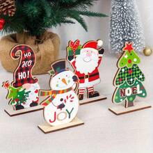 2D Flat, 4pcs Decorative Art Wooden Statue Set - Santa Claus, Snowman And Christmas Tree Design - Suitable For Christmas, New Year And Winter Multi-Functional Holiday Decoration - No Power Required - A - View 9