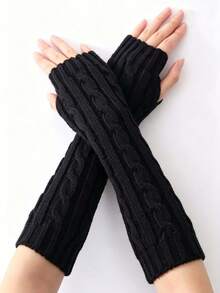 Mehrfarbige gestrickte fingerlose warme Handschuhe, Touchscreen-freundliche elastische lange gestrickte Handschuhe, geeignet für den täglichen Arbeitsweg und Schulkleidung, Wintergeschenk - Lang - Übersicht 6