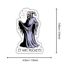 3-Inch Grim Reaper Pocket Sticker, Sarcastic Halloween Slogan, Eerie Aesthetic Sticker, Stationery Scrapbook Accessory, Laptop, Water Bottle, Notebook, Planner, Journal, Locker Decoration, Suitable For Friends, Colleagues, Creative People - A - View 8