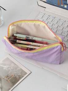 4pcs/1pc Macaron Color Aesthetic Pencil Case, Portable Large Capacity Minimalist Stationery Storage Bag, All-Season Unisex Pencil Pouch, Suitable For Students, Teenagers, Adults, School, Office, Home, Learning, Journaling, Crafting, Daily Use - Multiple Styles - View 6