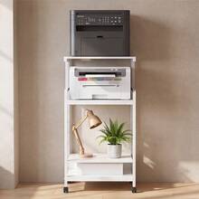 4-Tier Tall Mobile Printer Stand, Rolling Printer Cart With Open Storage Shelves & Lockable Casters, Multipurpose Printer Organizer Desk For Home Office Small Spaces, Compatible With Printer, Scanner, Fax Machine & Office Supplies - White - View 7