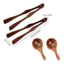 1pc Wooden Food Clip, BBQ Tong, Salad Clip, Pastry Clip, Bread Clip - Brown - View 13