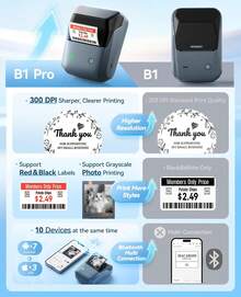 Printer Termal Mini NIIMBOT B1, Printer Portabel Saku, Mendukung Koneksi Bluetooth Nirkabel, Dapat Mencetak Stiker Label Barcode Putih Bulat - MultiWarna - View 3