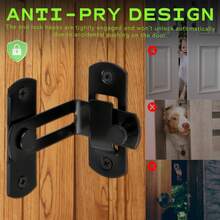 Barn Door Lock, 90 Degree Flip Latch, Angle Door Latch Buckle, Gate Latch For Barn, Pantry, Sliding Door, Pet Door, Stainless Steel Gate Hardware Black - Multicolor - View 5