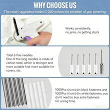 Upgraded Fine Stitch Gun, No Jam Mini Stitch Gun For Clothes, Micro Tagging Gun For Clothing, Quick Clothing Fixer Sewing Tool Kit With 6 Needles, 1000 Black & 1000 White 5mm Mini Fasteners - One Size Fits All - View 3