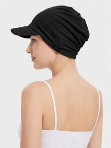 CONFLASS Women's Ribbed Loose Turban Hat With Brim, Elastic Lightweight Muslim Hijab Inner Cap, Solid Color Sun Protection Student Headwear - Multicolor - View 11