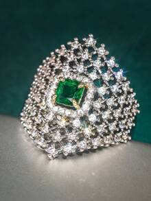 1pc Elegant Cubic Zirconia Ring For Women, Wedding Engagement Party Jewelry, Valentine's Day Gift - 1# - View 4