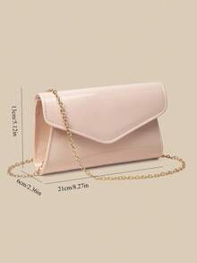1pc Apricot Mirror PU Flip Cover Women's Evening Clutch Bag, Smooth Body Is A Perfect Blend Of Elegance And Fashion, Clutch/Handbag/ Shoulder Bag/Crossbody Bag, Suitable For Weddings/Parties/Balls/Evening Events And Other Gatherings. - Apricot - View 6