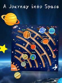 GENAI 可動式太陽系拼圖，適合3-6歲兒童，木製太空玩具，行星主題幼兒園教育活動，男孩女孩禮物 - 彩色 - 查看 6