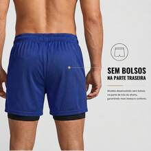 2-In-1 Double Sports Dry Fit Shorts With Pocket Gym Shorts Sports Shorts - 寶藍色 - 查看 6