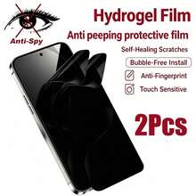 2片裝防窺水凝膠螢幕保護貼，隱私保護，全螢幕覆蓋，耐磨耐用手機膜，適用於Phone17Pro Max/17 Air/17/17E/16 Pro Max/16Plus/15/14/13/12/11/XS Max7，非玻璃水凝膠膜，附刮板使用 - 2個 - 查看 36