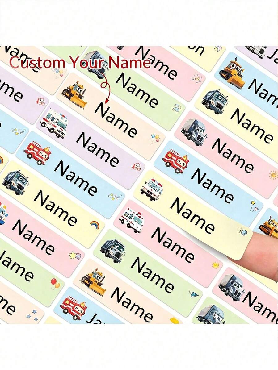 100/200/500pcs Customized Name Stickers, Engineering Vehicle Customized Waterproof Stickers, Personalized Name Label Stickers, Personalized Stickers