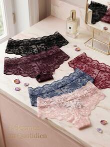 5 Packs Star Print Sexy Women's High Waist Thongs, Popular Fall Colors - Multicolor - View 5