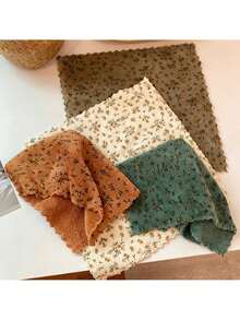 1/2/4/6/8pcs Floral Pattern Cleaning Cloths, Quick-Drying Thickened & Widened Kitchen Towels, Soft & Breathable, Suitable For Bath Towels, Car Polishing Pads And Glassware Cleaning, Square Towels - Multicolor - View 3