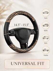 1pc Luxury Leopard Print Steering Wheel Cover, Soft Touch PU Material, Universal 14.5-15.5 Inch Non-Slip Steering Wheel Cover, Fashionable Leopard Print Car Interior, Suitable For Sedan/SUV/Truck, Perfect For Daily Commute And Travel Gift - A - View 6