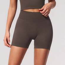 Women's Knitted High Elasticity Sports Shorts, Butt-Lifting Design, Perfect For Sports And Exercise - Dark Brown - View 5