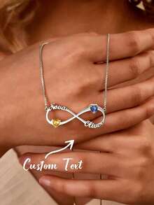 Custom Birthstone Infinity Symbol Name Necklace, Personalized Couple Name Necklace, Dual Name Infinity Symbol Necklace With Birthstone, Christmas Birthday Gift, Anniversary Gift - Multicolor - View 2