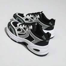 Women's Color - Block Chunky Sneakers,Mesh - Breathable,Retro Dad - Shoe Style,Comfortable For Running And Casual Sports.Height-Enhancing Sneakers - 黑色. - 查看 5
