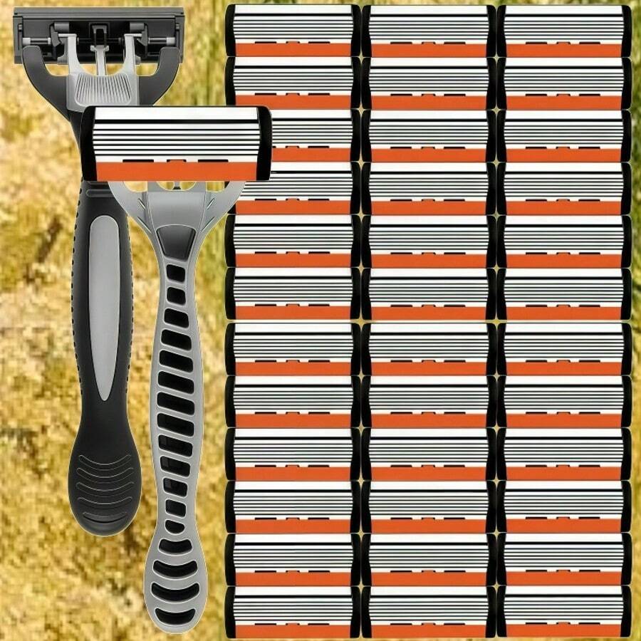 6-Layer Razor, Specially Designed For The Ultimate Shaving Experience. Features Replaceable Heads, A Non-Slip Handle, And Progressively Layered Blades That Reach Deep Into Hair Follicles For Precise Hair Removal. Leaves Skin & Smooth, Face Razor