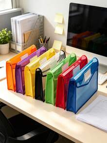 Expandable Plastic File Folder With Snap-Closure Transparent Envelope Pocket, No Dividers, Large Capacity, Multi-Color Options, Suitable For A4/Letter - Multiple Styles - View 2