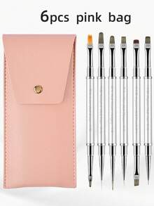 1/2/6pcs Cap-Extendable Metal Gel Brush, Luxury Detachable Dual-Ended Slim Carving Flower Liner Brush Set For Salon DIY - Multicolor - View 19