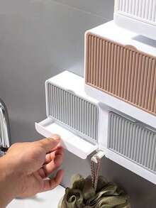 Wall-Mounted No-Drill Soap Holder Bathroom Sink Soap Drainage Storage Rack With Lid Dust-Proof Waterproof Soap Storage Box Dual Compartment Large Capacity Wall-Hanging Soap Storage Suitable For Bathroom, Toilet, Sink, Kitchen, Etc. - Multicolor - View 10