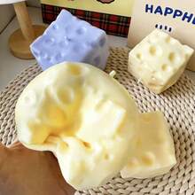 1pc Jumbo Large Cheese Squishy Cube Toy Realistic Food Shape Ultra Soft Slow Rising Stress Relief Squeeze Sensory Fidget Toy For Adults Office Home Desktop Decompression Game Birthday Holiday Novelty Gift - Multicolor - View 6