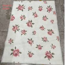 1 pieza Alfombra de baño con patrón de rosa francesa rosa & blanca, alfombra de baño, felpudo, alfombra pequeña, alfombra, alfombra de piso, decoración del hogar, alfombra de área, alfombra exterior, alfombra de dormitorio, alfombra lavable - Multicolor - Ver 5