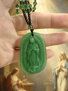1pc Vintage Classic Catholic Virgin Mary Statue Pendant Necklace, Exorcism Jewelry Gift For Men And Women, Suitable For Daily Wear - Necklace - View 3