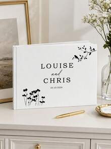 Personalized Wedding Guest Book, Personalized Linen Fabric Scrapbook, Guest Reception Book, Customized Engagement Keepsake Album, Wedding Guest Book, Wedding Keepsake Gift - Multicolor - View 7