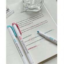 15pcs Double Ended Highlighters 17*14cm Dual Tip Mild Color Highlighter Fluorescent Marker Pen For Coloring Underlining Highlighting Broad And Fine Tips Back To School - Multi-color - View 5