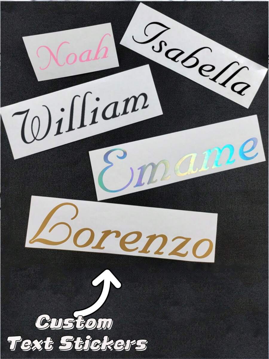 5/10pcs Customized Name Stickers, Waterproof Vinyl Stickers, Bridesmaid Gifts, Birthday Party Decoration, Suitable For Car Body, Hood, Window, Storefront, Helmet, Team Name, Event Decoration, Adhesive Labels