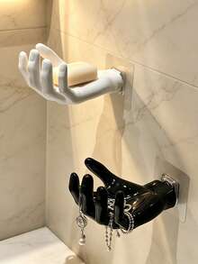 1pc Hand-Shaped Wall-Mounted Jewelry Storage Rack, Creative Palm Design Soap Dish, Suitable For Bathroom, Bedroom, Vanity. Halloween Essential. Can Be Used As Jewelry Rack To Store Necklaces And More. Back To School Essential. - Multicolor - View 1