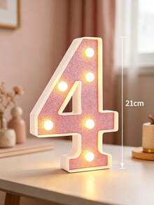 1件 21cm 粉色發光數字燈，居家裝飾 LED 數字燈，10/13/18歲生日派對裝飾數字牌 - 21cm粉紅色數字 - 查看 22