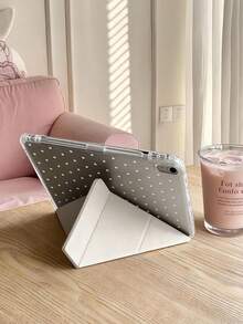 1件芋紫色波點平板保護殼，相容 iPad Mini6/7/Air/Air2/9.7/10.2/10.5/10.9 (Air4-Air8)/Pro 11/10th Gen/A16/Pro 11 2024，雙面彩繪圖案平板保護套，透明壓克力背殼，絲綢質感 8 角支架，自動休眠/喚醒，內置筆槽，不含筆，部分機型附相機框 - 芋泥粉 - 查看 5